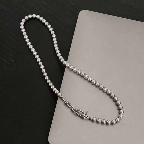 Japanese Akoya Blue-Gray Pearl Necklace - Picture 3 of 4